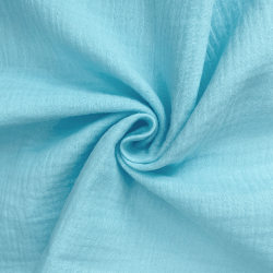 Ткань Муслин Жатый, цвет Небесно-голубой (на отрез)  в Саратове