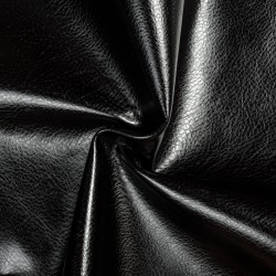 Ткань Дерматин (Кожзам) для мебели, цвет Черный (на отрез)  в Саратове
