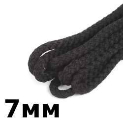 Шнур с сердечником 7мм,  Чёрный (плетено-вязанный, плотный)  в Саратове